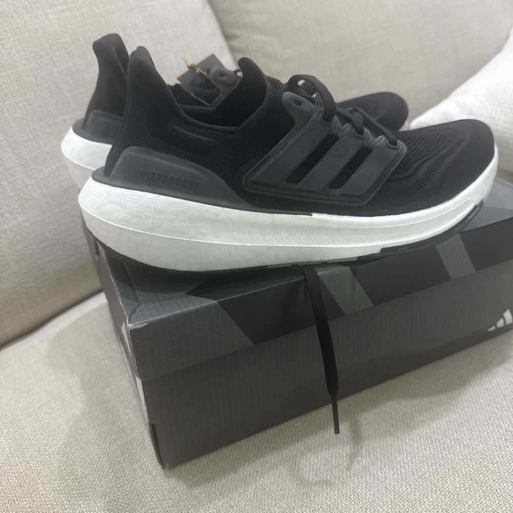 adidas Men's Ultraboost Black and White Athletic Shoes